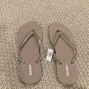 Old navy gold glitter flip flops